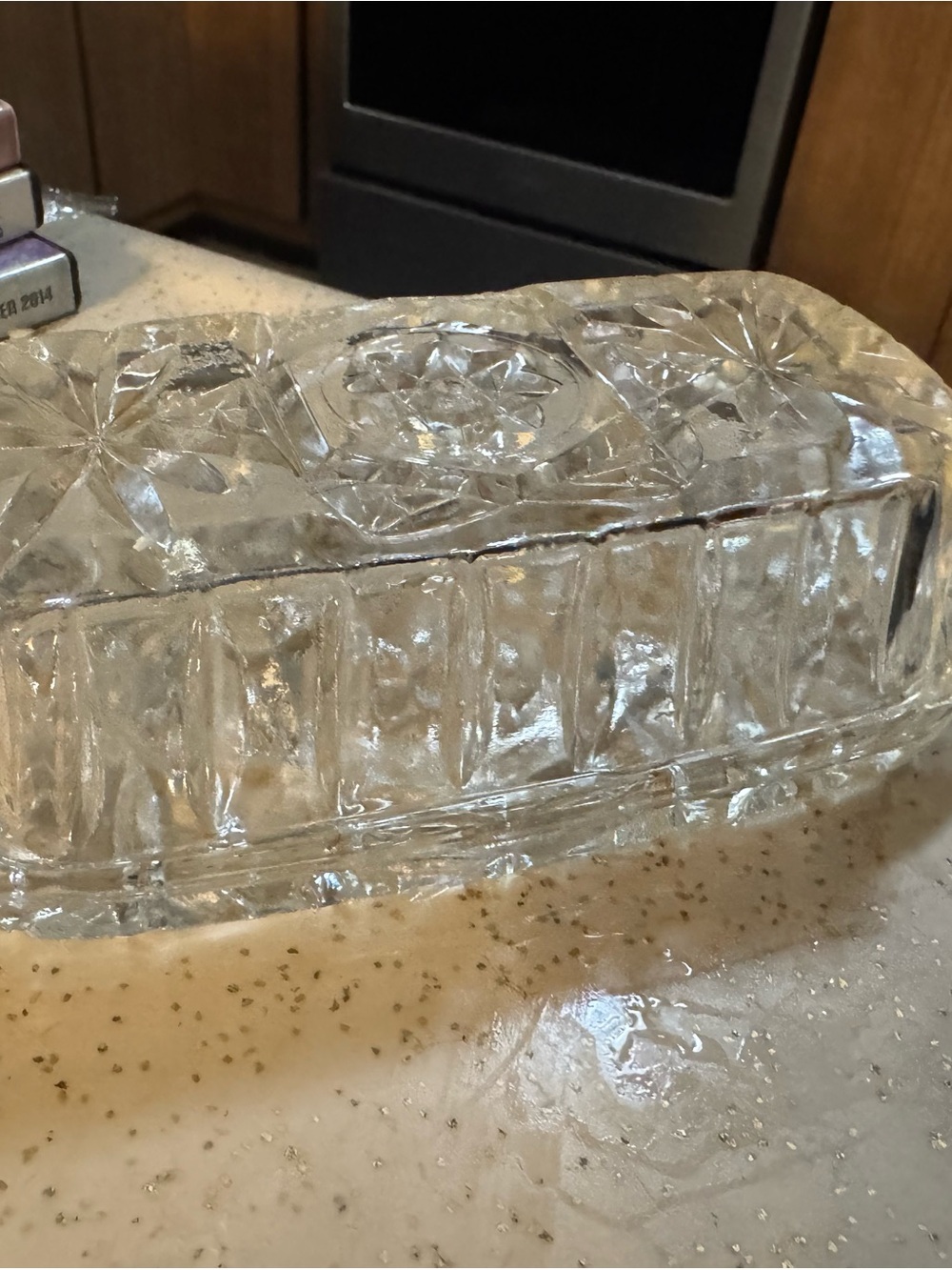 Vintage Anchor Hocking EAPC Star of David Glass Butter Dish 1960s